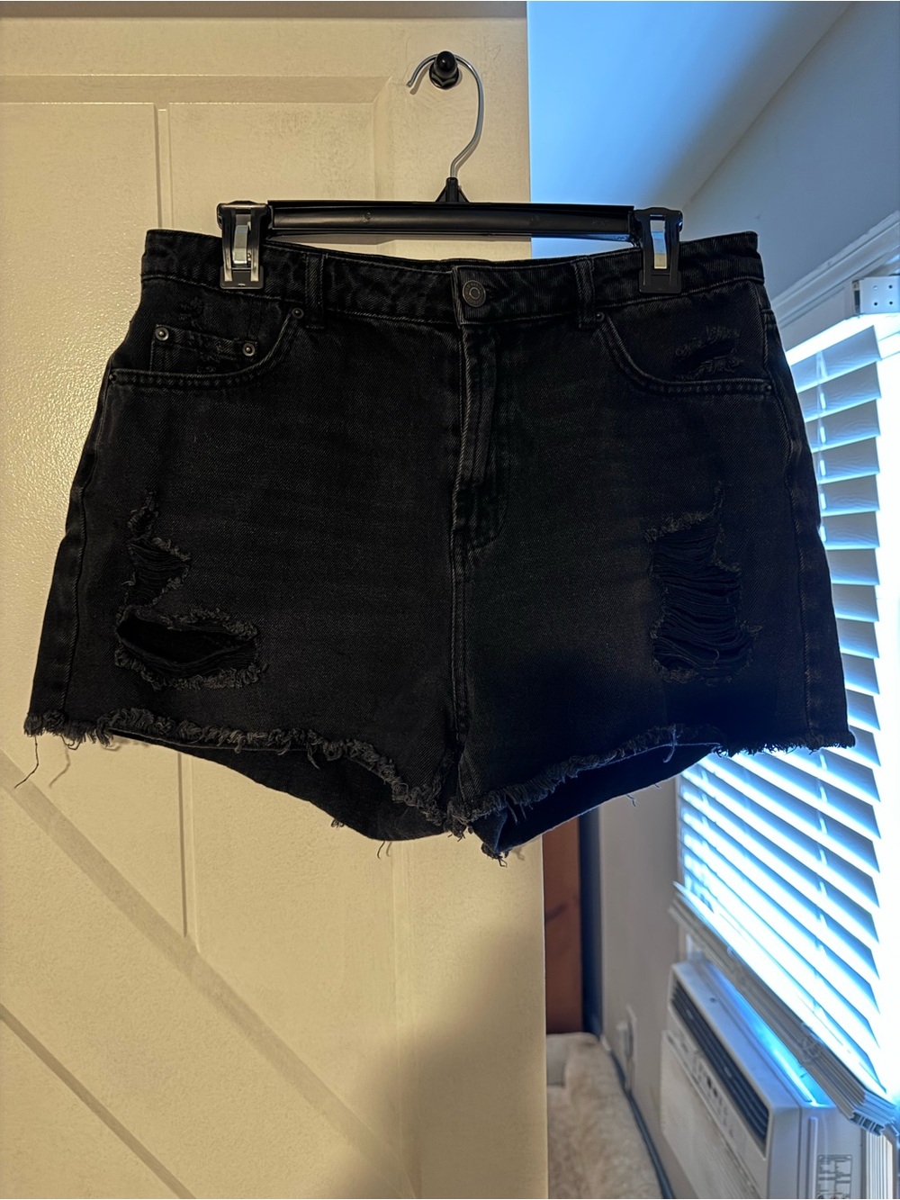 Wild fable Black Distressed High-Rise Denim Shorts